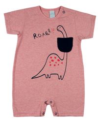 Foto do produto Macacão Bebê Menino Verão Manga Curta Sand Color Silk Screen Dinossauro