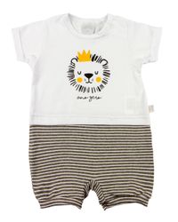 Foto do produto Macacão Bebê Cotton e Malha Listrada Fleece Leão