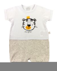 Foto do produto Macacão Bebê Cotton e Malha Listrada Fleece Tigre