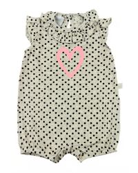 Foto do produto Macacão Bebê Malha Viscose Crepe Estampado Bolinhas Coração