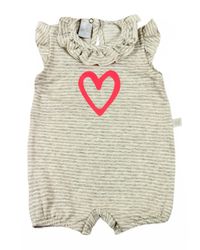 Foto do produto Macacão Bebê Malha Viscose Fleece Listrado Coração