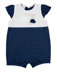 Foto do produto Macacão Bebê Menina Verão Suedine Estampado Poá Elefantinhos