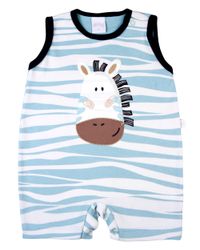 Foto do produto Macacão Bebê Menino Curto Suedine Algodão Estampado Zebra