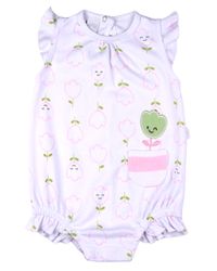 Foto do produto Macacão Bebê Menina Curto Suedine Algodão Estampado Tulipas