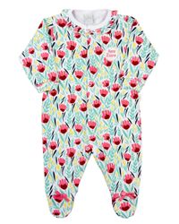 Foto do produto Macacao Bebe Menina Suedine Longo Estampado Tulipas
