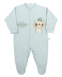 Foto do produto Macacao Bebe Menino Longo Suedine Fio Egípcio Bordado Bicho Preguiça