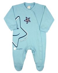 Foto do produto Macacao Bebe Menino Suedine Algodão Manga Longa Comprido Silk e Bordado Estrela