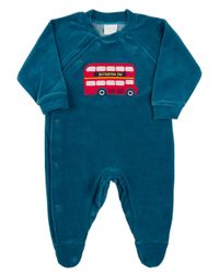 Foto do produto Macacao Bebe Plush Menino Bordado Ônibus