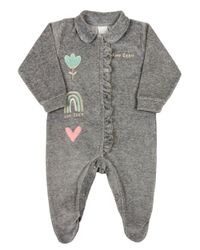 Foto do produto Macacao Bebe Plush Menina Bordado Flor e Arco Íris