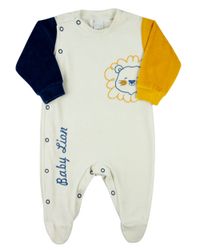 Foto do produto Macacao Bebe Plush Masculino Pezinho Bordado Baby Lion