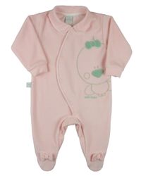 Foto do produto Macacao Bebe Plush Feminino com Pezinho Bordado Passarinha