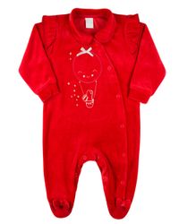 Foto do produto Macacao Bebe Plush Menina com Pezinho Bordado Coelhinha
