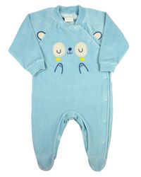 Foto do produto Macacao Bebe Menino Plush Bordado Caretinha de Ursinho