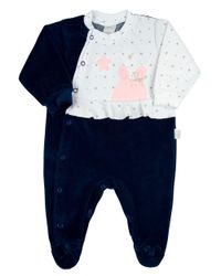 Foto do produto Macacao Bebe Menina Plush Estampado e Liso Bordados Aplicados de Coelhinha