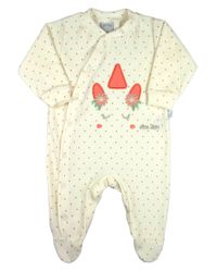 Foto do produto Macacao Bebe Menina Plush Estampado Poá com Bordados Aplicados de Unicórnio