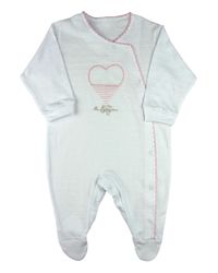 Foto do produto Macacão Bebê Longo Malha Broderie Bordado Coração