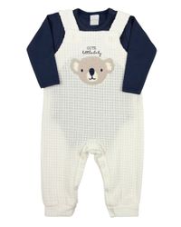 Foto do produto Macacao Bebe Menino Salopete Plush Trabalhado Muffin Body Suedine Bordado Coala
