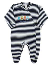 Foto do produto Macacao Bebe Menino Cotton Listrado Bordado Mosnstrinhos
