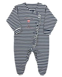Foto do produto Macacao Bebe Menina Cotton Listrado Bordado Tulipa