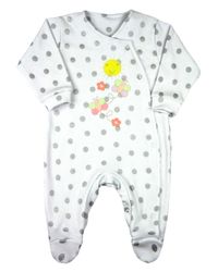 Foto do produto Macacão Bebê Menina Suedine Estampado Bolinhas Algodão Manga Longa Comprido Borboletas