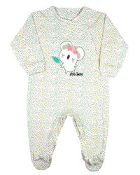 Foto do produto Macacao Bebe Longo Menina Suedine Estampado Bordados Aplicados Ursinha Coala