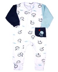 Foto do produto Macacão Bebê Menino Comprido Suedine Algodão Estampado Polvos
