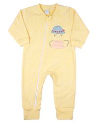 Foto do produto Macacão Bebê Menina Comprido Suedine Algodão Estampado Patinha