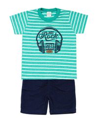 Foto do produto Conjunto Malha Listrada Cool e Moletinho Just Rock