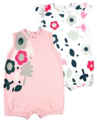 Foto do produto Macacao Bebe Menina Suedine Liso e Estampado Kit Macacao Body Sem Manga Menina Floral 2 Pecas