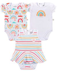 Foto do produto Kit Body Bebê Menina Suedine Estampado Sol e Arco Íris