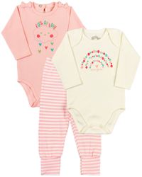 Foto do produto Kit Body e Calça Culote Bebê Menina Suedine Piquet e Cotton Listrado Flores