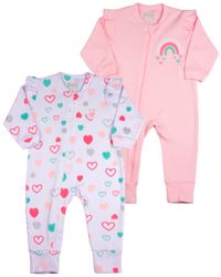 Foto do produto Macacao Bebe Menina Suedine Ziper Estampado e Liso Kit Macacão Suedine Algodao Coracoes 2 Pecas