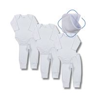 Foto do produto Kit Bebê 6 peças - 3 Bodies e 3 Calças de Suedine