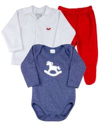 Foto do produto Conjunto Bebê Plush e Malha Canelada Blanc Cavalinho de Pau