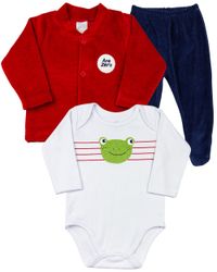 Foto do produto Conjunto Bebê Plush Ondulê e Suedine Silk Screen Sapinho