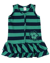 Foto do produto Vestido Infantil Piquet Listrado Bordado Florzinha