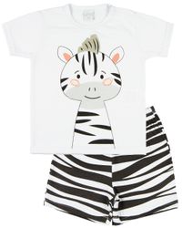 Foto do produto Pijama Curto Menino Infantil 10 Meses a 4 Anos Cotton Fino Verão Manga Curta Bichinhos