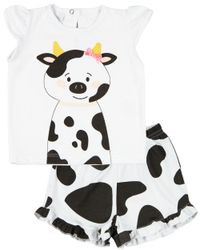 Foto do produto Pijama Curto Menina Infantil 10 Meses a 4 Anos Cotton Fino Verão Manga Curta Bichinhos
