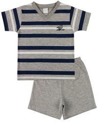 Foto do produto Pijama Infantil Menino Malha Mescla Listrada Silk AZ