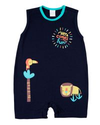 Foto do produto Macacão Bebê Menino Verão Sem Mangas Cotton Silk Screen Leão e Tucano
