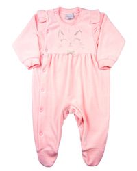 Foto do produto Macacão Bebê Plush Bordado Gatinha com Lacinho