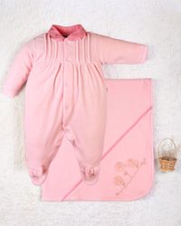 Foto do produto Saída Maternidade Menina Plush Golinha Bordada Flores