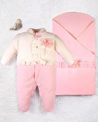 Foto do produto Saída Maternidade Menina Plush Flor Aplicada
