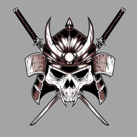 CAMISETA CINZA - SAMURAI SKULL