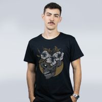 CAMISETA PRETA - SKULL & FLOWERS
