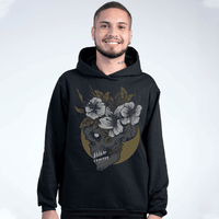 MOLETOM PRETO - SKULL & FLOWERS