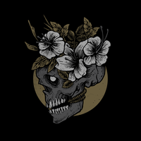 REGATA PRETA - SKULL & FLOWERS