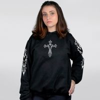 MOLETOM PRETO - CRUZ TRIBAL