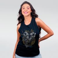 REGATA PRETA - SKULL & FLOWERS