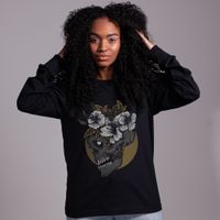 MANGA LONGA PRETA - SKULL & FLOWERS